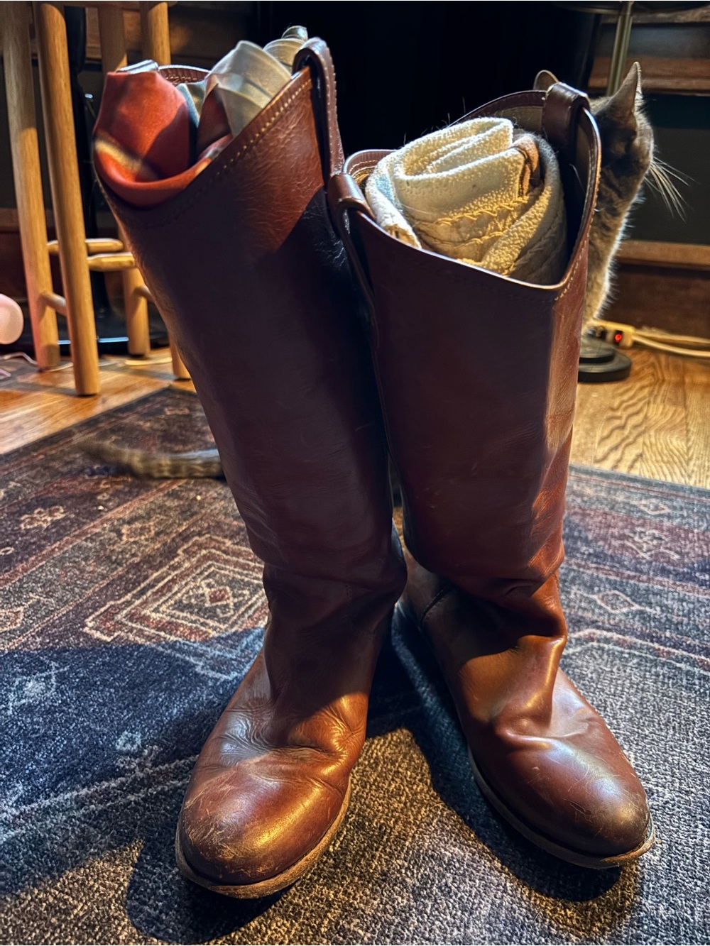 Frye Tan Leather Boot Interior with Branded Label